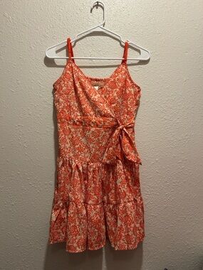 We The Free Orange Floral Tie-Front Dress